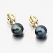 Dámske náušnice žlté zlato 585 s perlou 52GZ-3006-ZL-SR-Black