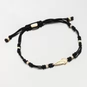 Náramok čierny povrázkový s anjelským krídlom 74-5190ZL-Black