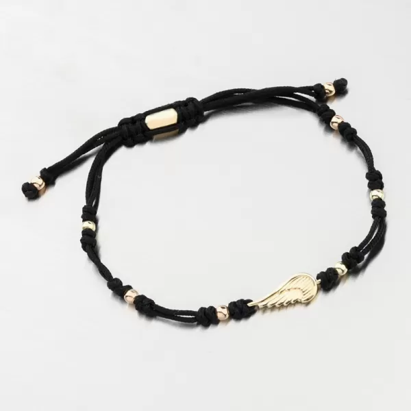 Náramok čierny povrázkový s anjelským krídlom 74-5190ZL-Black