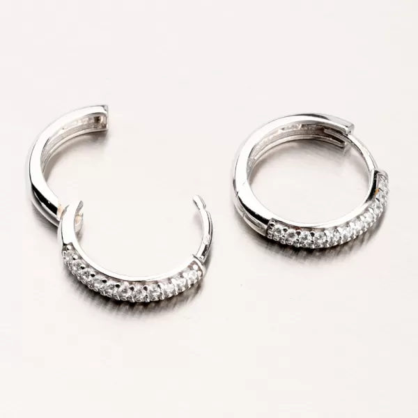 Dámske náušnice biele zlato 585 kruhov so zirkónmi 12R-757