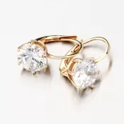 Zlaté náušnice korunky so zirkónmi 663P-120627