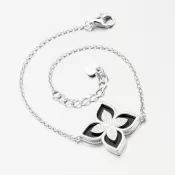 Strieborný náramok s čiernym kvetom a so zirkónmi PKL-4021