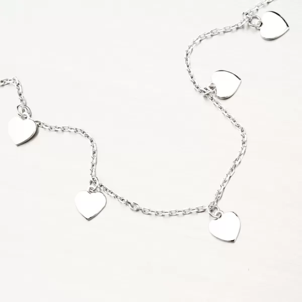 Strieborný náramok na nohu so srdiečkami PKL-4013