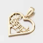 Zlatý prívesok srdca a noty GCA13-015