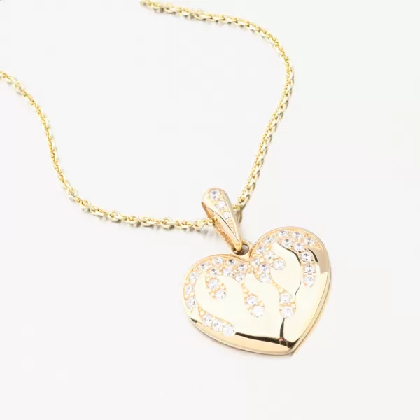 Veľké zlaté srdce so zirkónmi DZ2403-ZIR