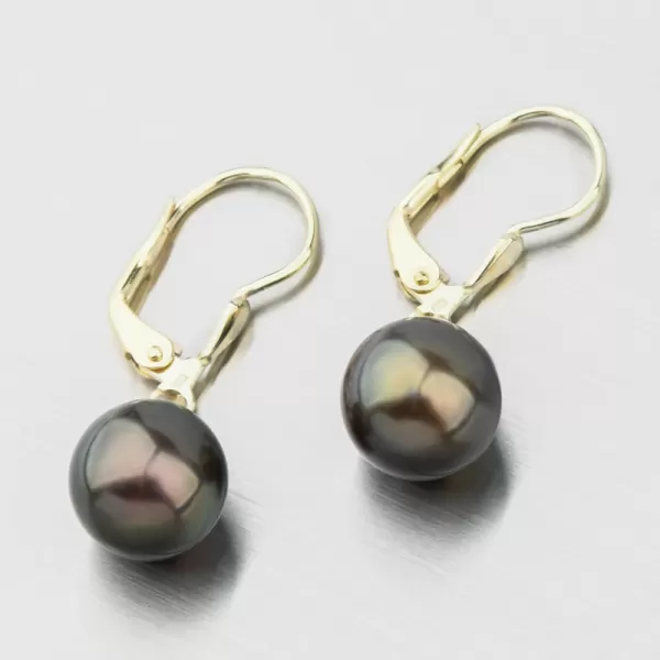 Visiace perlové náušnice 52GZ-3019-ZL-Black