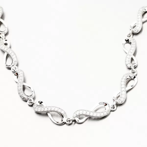 Strieborný náramok nekonečno so zirkónmi PKL-4026