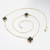 Dámsky náhrdelník žlté zlato 585 so štyrmi listami 15R-056