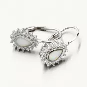 Strieborné náušnice s bielym opálom a so zirkónmi PKL-2123