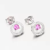 Strieborné náušnice kôstky s ružovým zirkónom PKL-2177