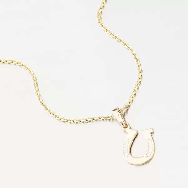 Zlatý prívesok podkova so zirkónmi GCA13-008