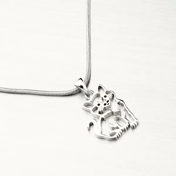 Strieborný prívesok mačka so zirkónom PKL-3118