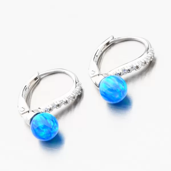 Strieborné náušnice s modrým opálom a so zirkónmi PKL-2171