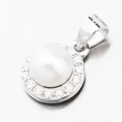 Strieborný prívesok s perlou a so zirkónmi SETST-13270