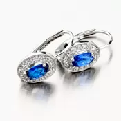 Dámske náušnice zafír a zirkóny biele zlato 52GZ-8049-B-SAF-KL