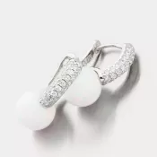 Strieborné náušnice s bielym opálom a so zirkónmi PKL-2165