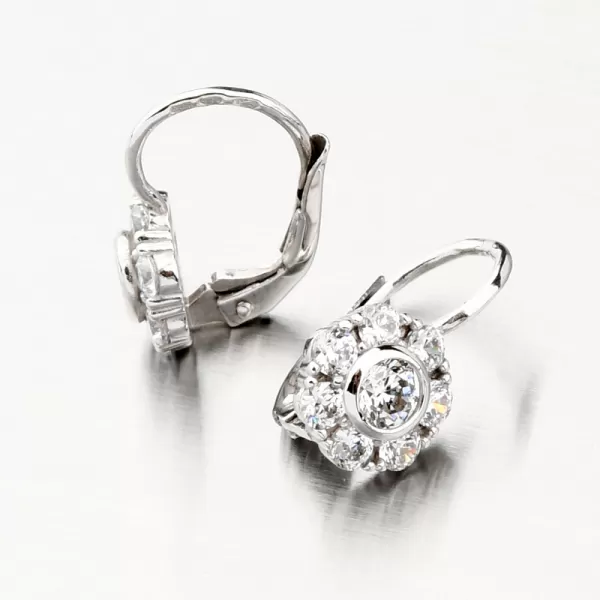 Dámske náušnice žlté zlato 585 kvetov so zirkónmi 668P-120388