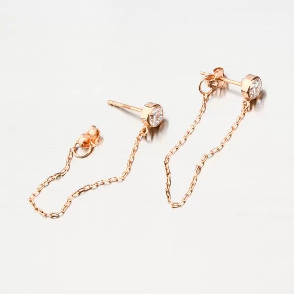 Dámske náušnice ružové zlato 585 so zirkónom 52GZ-5025-CV