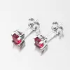 Strieborné náušnice kôstky s červeným zirkónom UPST-121679