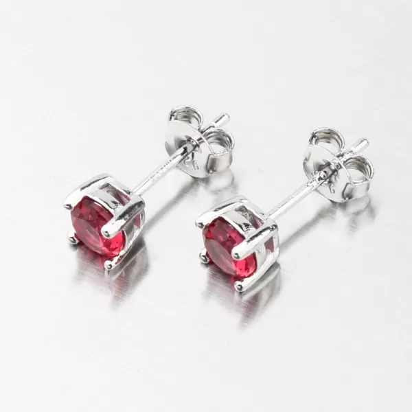 Strieborné náušnice kôstky s červeným zirkónom UPST-121679