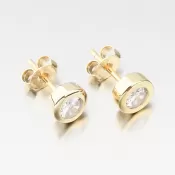 Pozlátené strieborné náušnice kôstky so zirkónom UPST-122259