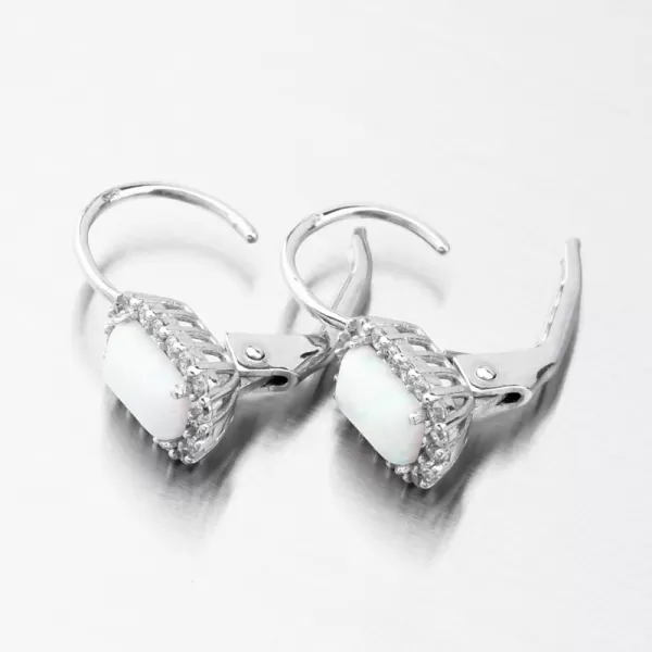 Náušnice z bieleho zlata s bielym opálom a so zirkónmi 118P-120870