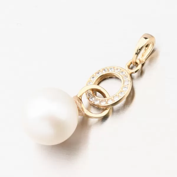 Zlatý prívesok s perlou a so zirkónmi 53GZZ-3123Z