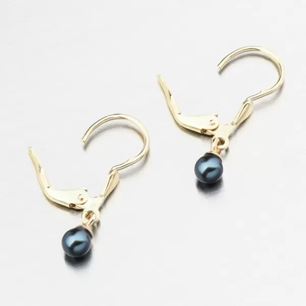 Zlaté náušnice s čiernou perlou 52GZ-3014-ZL-KL-Black