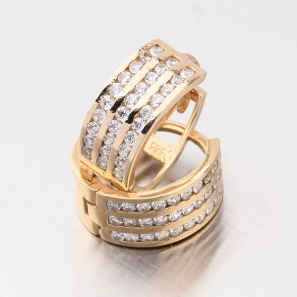 Zlaté náušnice kruhov so zirkónmi PKL12-027-ZL