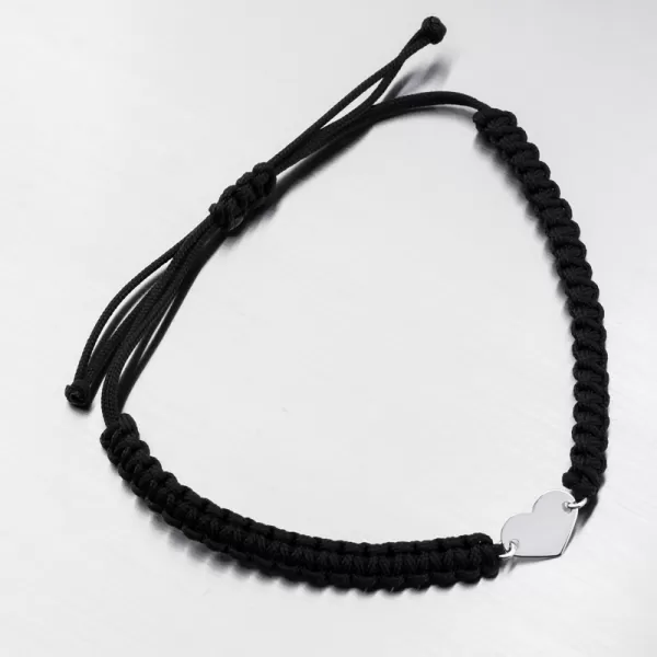 Náramok s čiernym strunom so srdcom 74-007b-čierny