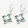Strieborné náušnice kvety so zirkónmi as malachitom PKL-2173