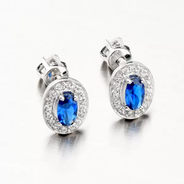 Dámske náušnice biele zlato 585 zirkón zafír 52GZ-8049B-SAF-SR