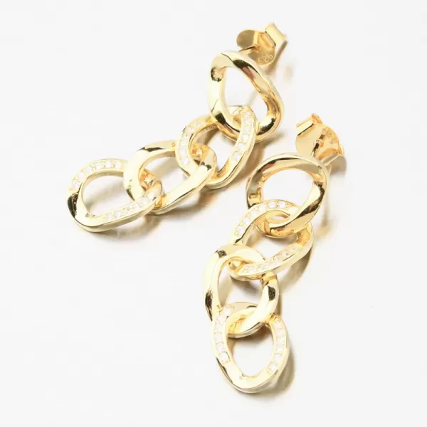 Pozlátené strieborné náušnice so zirkónmi UPST-122844