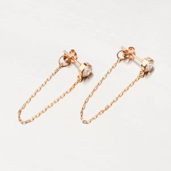 Dámske náušnice ružové zlato 585 so zirkónom 52GZ-5025-CV
