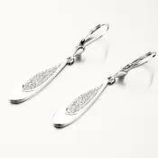 Visiace náušnice z bieleho zlata so zirkónmi 52GZ-8052B-KL