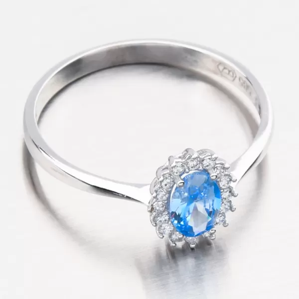 Biele zlato prsteň so zirkónmi 11R-353