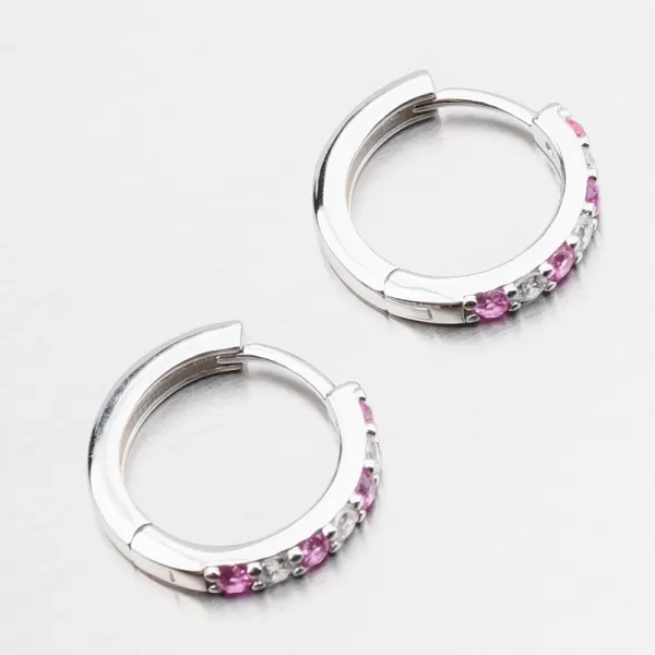 Strieborné kruhy s ružovými zirkónmi PKL-2276