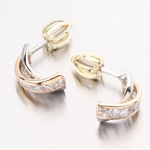 Zlaté náušnice s jamami so zirkónmi 52 GZ-5023