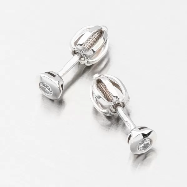 Náušnice kôstky z bieleho zlata so zirkónom DZF3670-B-ZIR