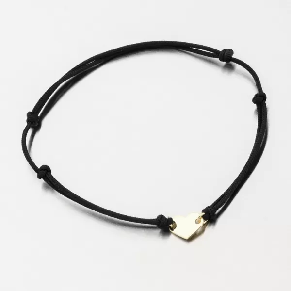 Náramok čierny povrázkový so srdcom 74-005ZL-Black