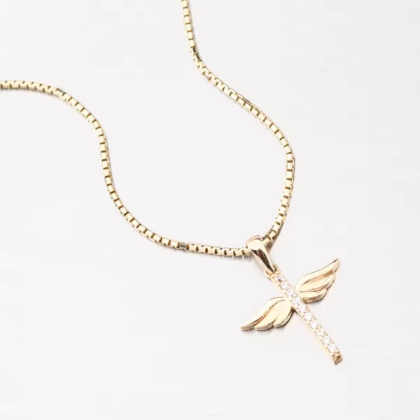 Zlatý kríž so zirkónmi a krídlami 43-22421