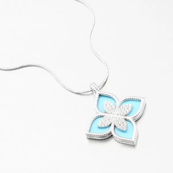 Strieborný prívesok modrá kvetina so zirkónmi PKL-3140