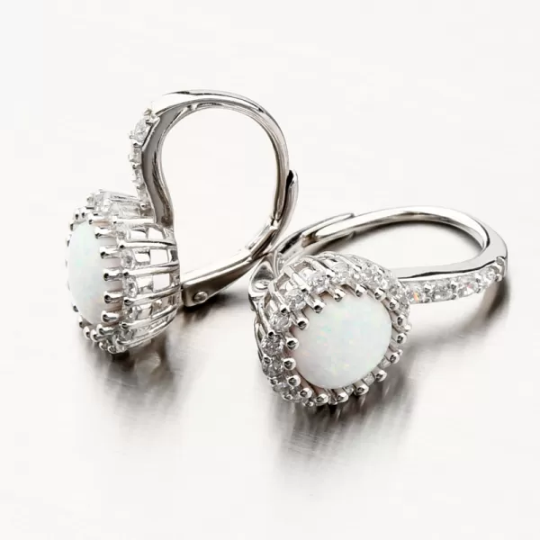 Strieborné náušnice s bielym opálom a so zirkónmi PKL-2149