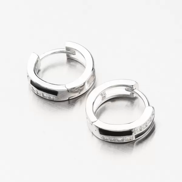 Strieborné kruhy so zirkónmi as čiernym zdobením PKL-2180