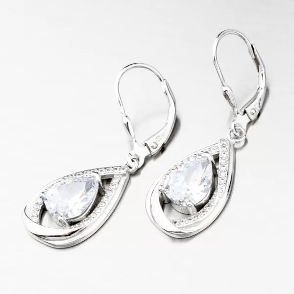 Visiace strieborné náušnice so zirkónmi UCST-123374