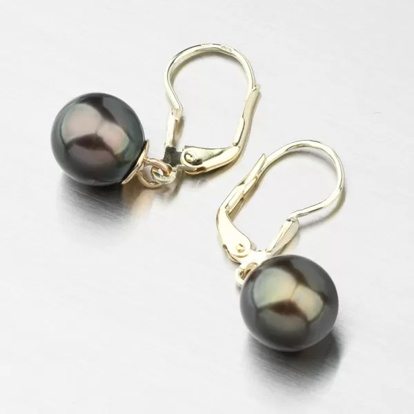 Visiace perlové náušnice 52GZ-3019-ZL-Black