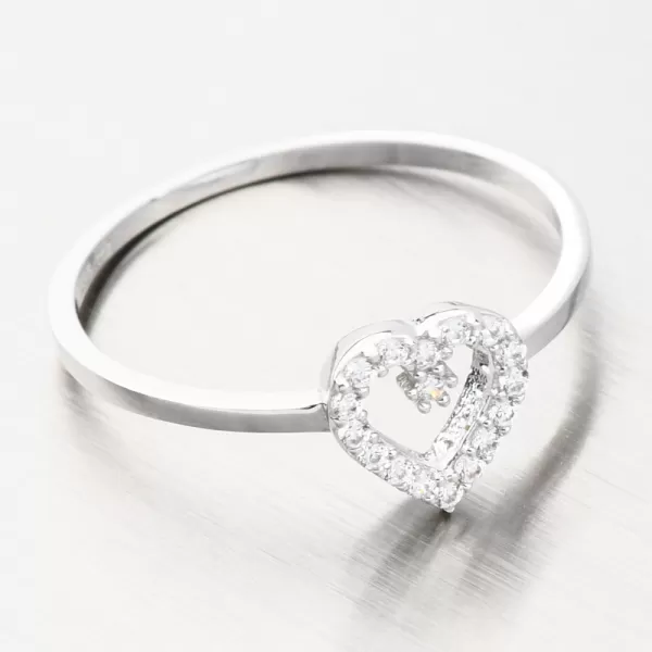 Dámska obrúčka z bieleho zlata 585 zirkón so srdiečkom 11R-344