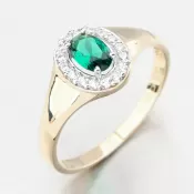 Zlatý prsteň so smaragdom a zirkónmi 51GZ-8055-ZL-SMAR