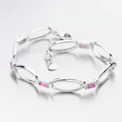 Strieborný náramok s rubínmi a zirkónmi PKL-4038