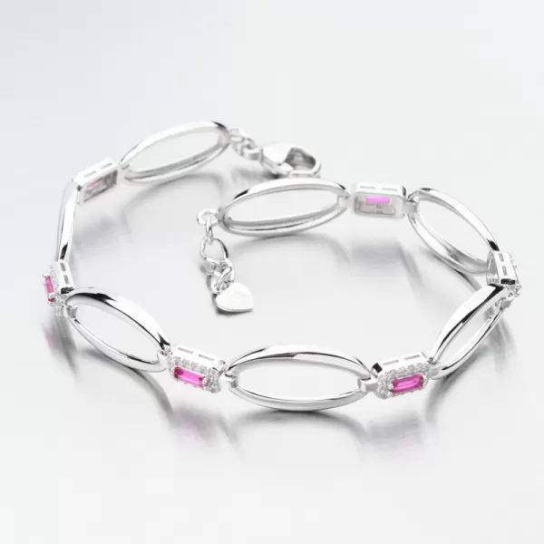 Strieborný náramok s rubínmi a zirkónmi PKL-4038